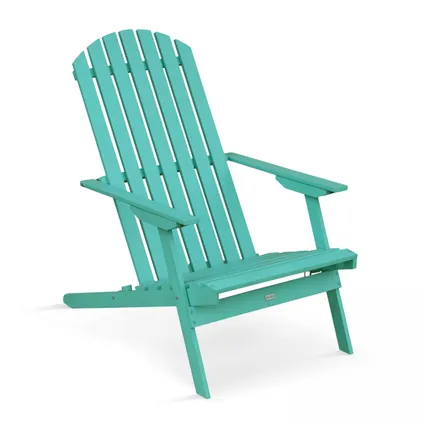 Oviala Set van 2 inklapbare eucalyptus houten fauteuils in turquoise 5