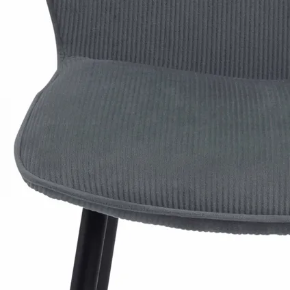 Oviala Set van 2 grijze fluwelen ribfluwelen stoelen 5