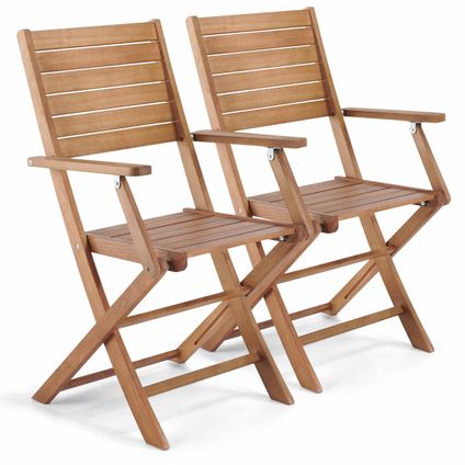 Oviala Set van 2 eucalyptus houten fauteuils