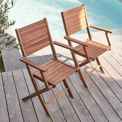 Oviala Set van 2 eucalyptus houten fauteuils 2