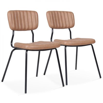 Oviala York Set van 2 stoelen in lichtbruin gecoat textiel