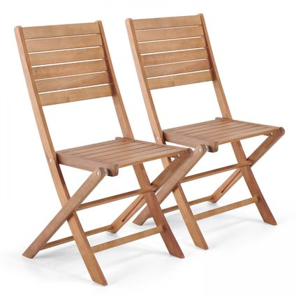Lot de 2 chaises pliantes en bois d'eucalyptus Oviala Canet