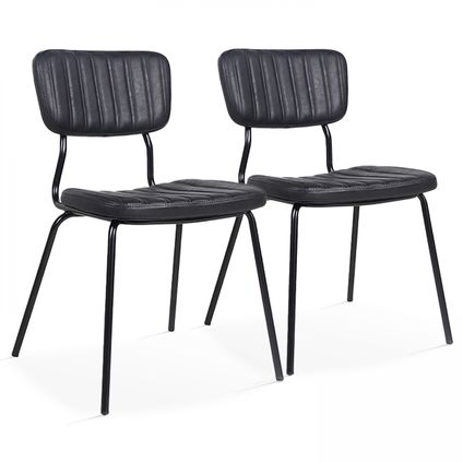 Oviala York Set van 2 stoelen in zwart gecoat textiel