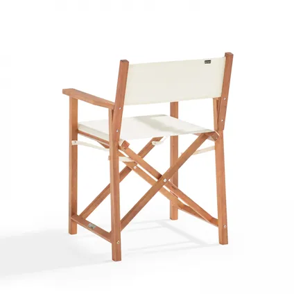 Lot de 2 chaises pliantes en bois d'eucalyptus et textilène Oviala Mostra blanc 2