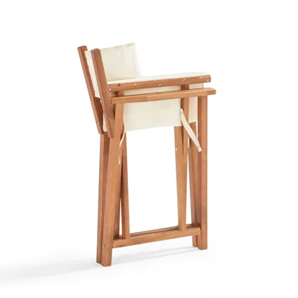 Lot de 2 chaises pliantes en bois d'eucalyptus et textilène Oviala Mostra blanc 3