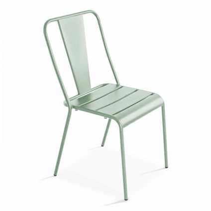 Chaise en métal Oviala Dieppe vert sauge