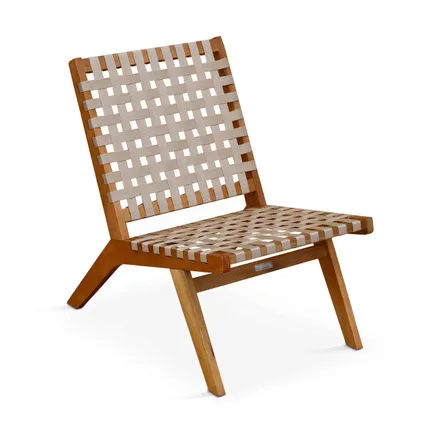 Lot de 2 fauteuils relax Oviala Bondy en bois d'eucalyptus taupe 3
