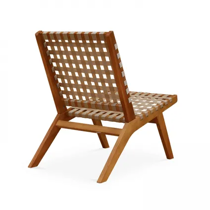 Lot de 2 fauteuils relax Oviala Bondy en bois d'eucalyptus taupe 4
