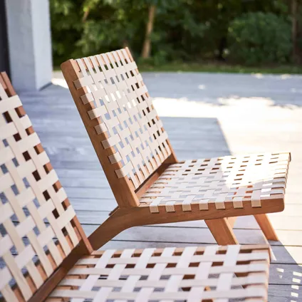 Lot de 2 fauteuils relax Oviala Bondy en bois d'eucalyptus taupe 5