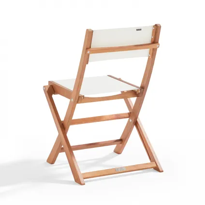 Lot de 2 chaises pliantes en bois d'eucalyptus et textilène Oviala Sete blanc 2
