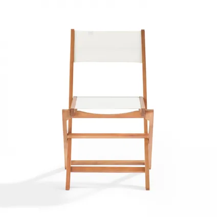 Lot de 2 chaises pliantes en bois d'eucalyptus et textilène Oviala Sete blanc 4