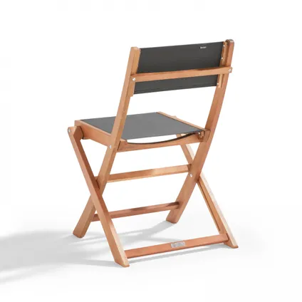 Lot de 2 chaises pliantes en bois d'eucalyptus et textilène Oviala Sete noir 2