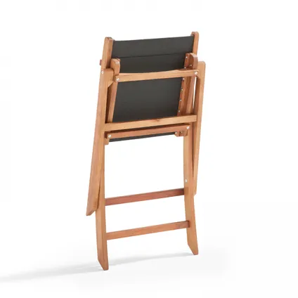 Oviala Set van 2 inklapbare stoelen van eucalyptus hout en zwarte textilène 3