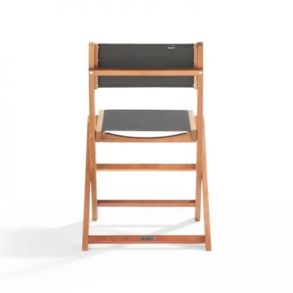 Oviala Set van 2 inklapbare stoelen van eucalyptus hout en zwarte textilène 5