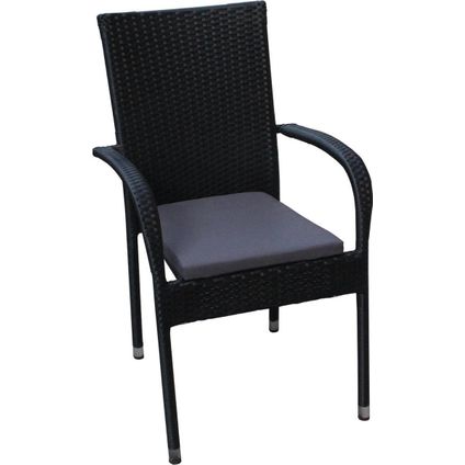 SenS-Line - Chaise empilable Rhodes en osier - Noir - 2 pièces