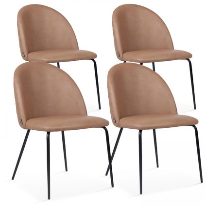 Oviala Set van 4 stoelen in lichtbruin gecoat textiel