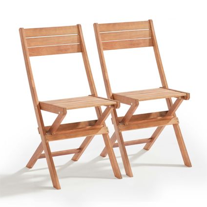Oviala Sete Set van 2 inklapbare houten stoelen van eucalyptus