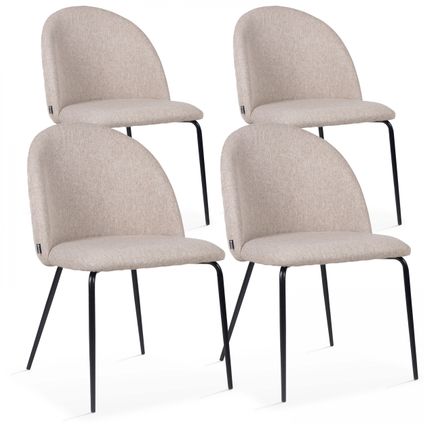 Oviala Set van 4 stoelen in beige stof