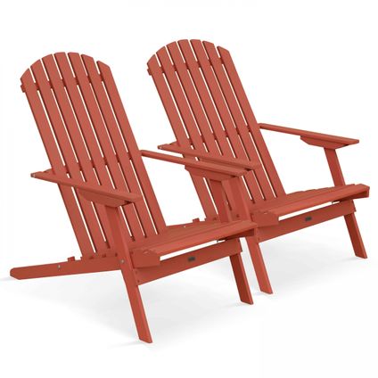 Oviala Set van 2 inklapbare terracotta houten fauteuils
