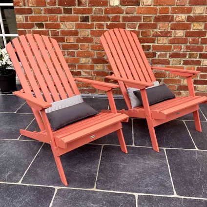 Oviala Set van 2 inklapbare terracotta houten fauteuils 5