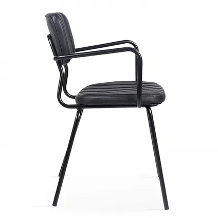 Oviala Set van 2 stoelen met armleuningen in zwart gecoat textiel 4