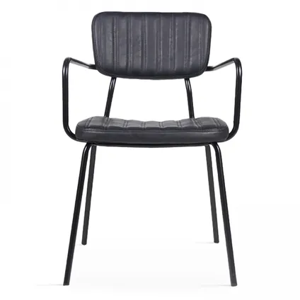 Oviala Set van 2 stoelen met armleuningen in zwart gecoat textiel 5