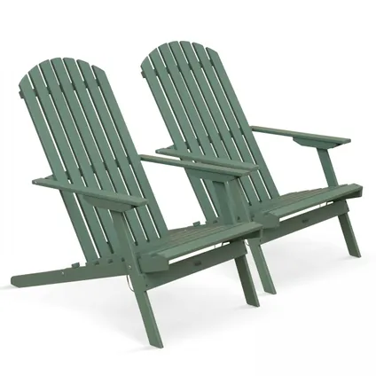 Lot de 2 fauteuils pliant en bois d'eucalyptus Oviala Calgary vert cactus