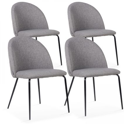 Oviala Chester Set van 4 stoelen in antraciet stof
