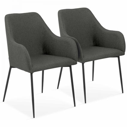 Oviala Scott Set van 2 stoelen met armleuningen in grijze stof