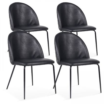 Oviala Set van 4 stoelen in zwart gecoat textiel