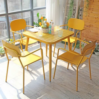 Oviala Vierkante tuin tafel van Geel mosterd aluminium 5