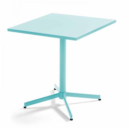 Oviala Vierkante inklapbare bistro tuinset in turquoise staal, 70 cm