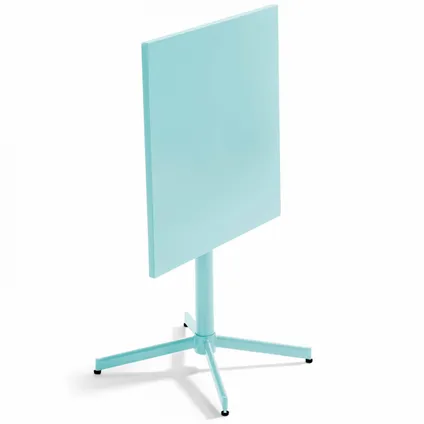 Oviala Vierkante inklapbare bistro tuinset in turquoise staal, 70 cm 2
