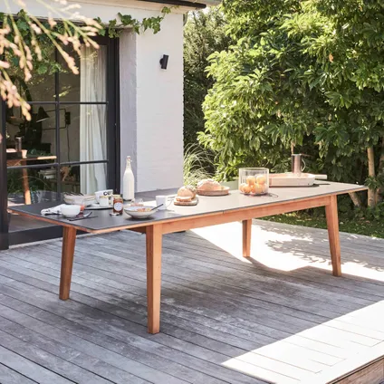 Table de jardin extensible Oviala Arles en bois d'eucalyptus 220-300 cm 2
