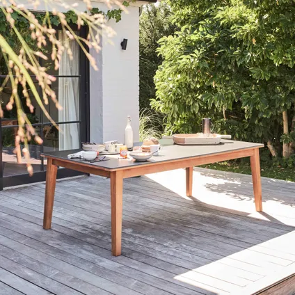 Table de jardin extensible Oviala Arles en bois d'eucalyptus 220-300 cm 3