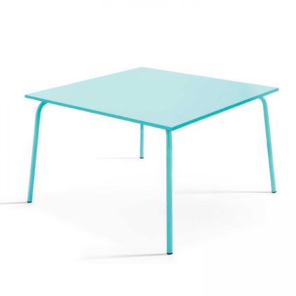 Table à manger carrée en acier Oviala Palavas turquoise 120 cm