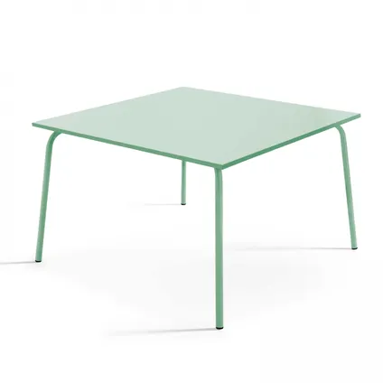 Table à manger carrée en acier Oviala Palavas vert sauge 120 cm