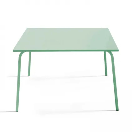 Table à manger carrée en acier Oviala Palavas vert sauge 120 cm 2