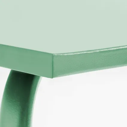 Table à manger carrée en acier Oviala Palavas vert sauge 120 cm 5