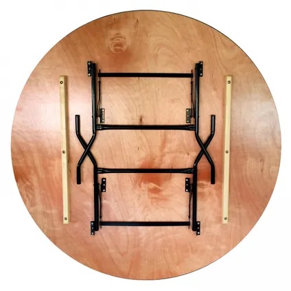 Lot de 10 tables pliantes Oviala rondes en bois 170cm 2