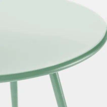 Oviala Set van 2 ronde salontafels van groen salie staal, 50 cm 3
