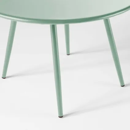 Oviala Set van 2 ronde salontafels van groen salie staal, 50 cm 4