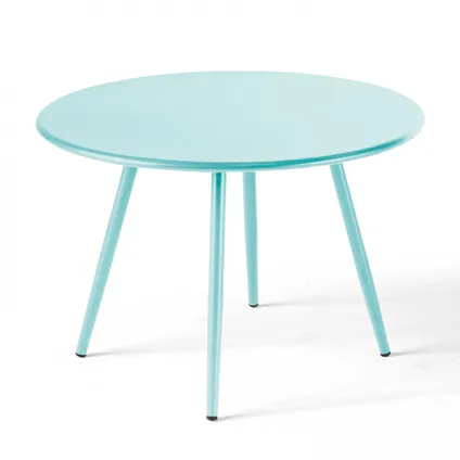 Oviala Set van 2 lage tuin tafels van turquoise staal, 50 cm 2