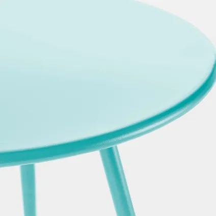 Oviala Set van 2 lage tuin tafels van turquoise staal, 50 cm 3