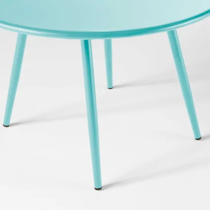 Oviala Set van 2 lage tuin tafels van turquoise staal, 50 cm 4