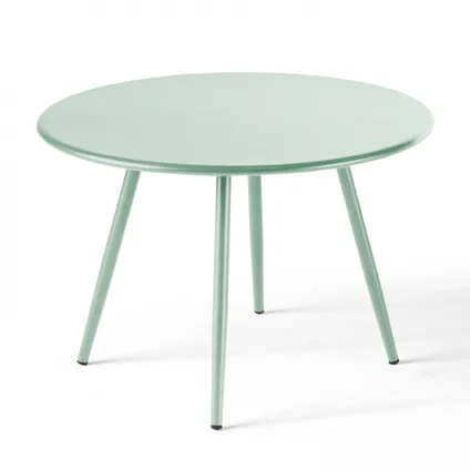Oviala Set van 2 lage tuin tafels van groen salie staal, 50 cm 2
