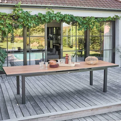 Table de jardin rectangulaire extensible Oviala Melbourne bois 2