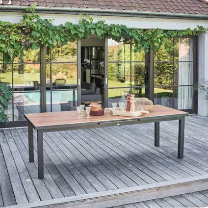 Oviala Melbourne Rechthoekige uitschuifbare houten tuinset 3
