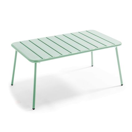Table basse de jardin acier Oviala Palavas vert sauge 90 x 50 cm