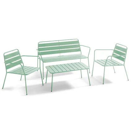 Oviala Lage tuin salontafel, groen salie staal, 90 x 50 cm 5